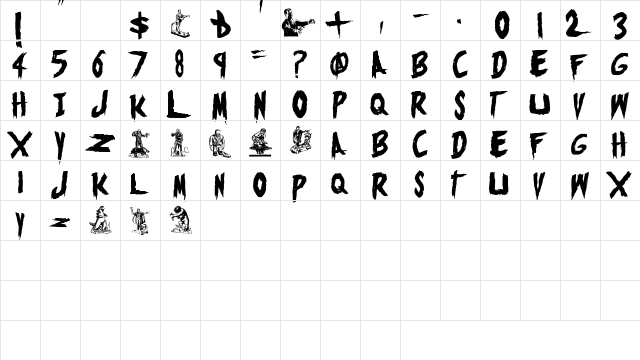 Monsters Attack! Regular  glyph index