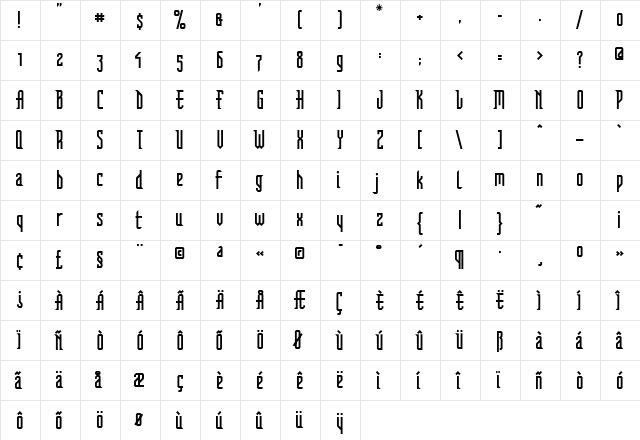 Disney Tomorrow Land Regular  glyph index