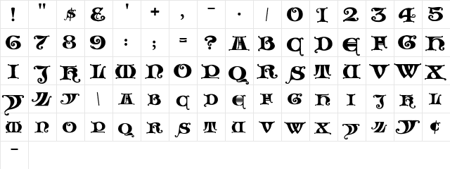 LHF Henderson Church Regular  glyph index