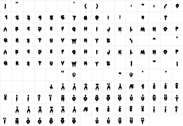 FFX Blood Regular  glyph index