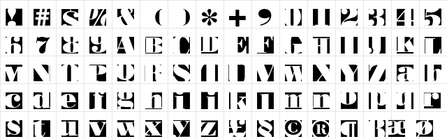 BodoblackSquares Regular  glyph index