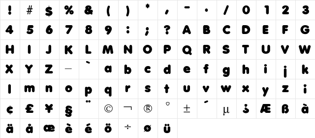 Debussy Regular  glyph index