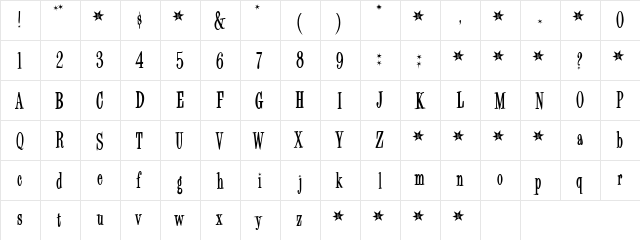 BigFlirt Regular  glyph index