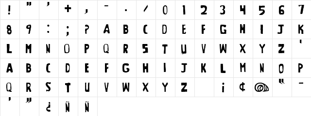 Beltway Prophecy Irregular  glyph index