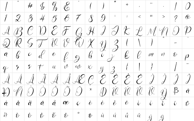 Gamos Regular  glyph index