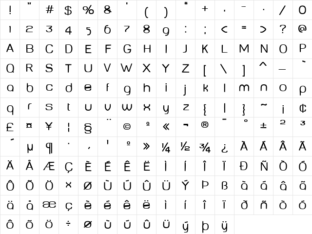 BabyMinePlump Medium  glyph index