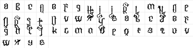 Ornatix Regular  glyph index
