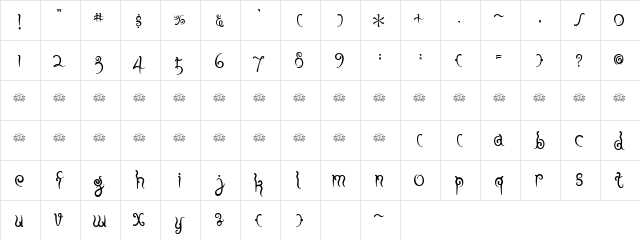 fuu Regular E.  glyph index