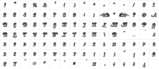 Country Western Swing Title Regular  glyph index