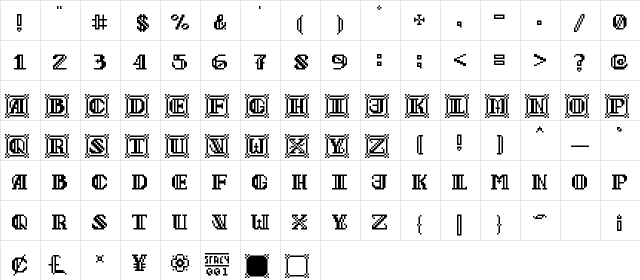 FirstFontasy Medium  glyph index