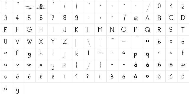 Ecole Script Texte Regular  glyph index