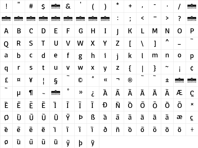 Domotika Trial Regular  glyph index