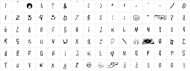Varbee Regular  glyph index