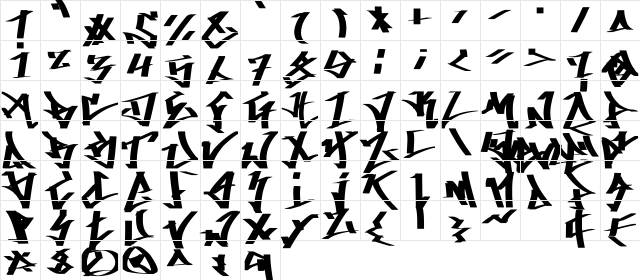 TAGish. Regular  glyph index