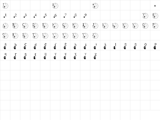Mooncat Font Regular  glyph index