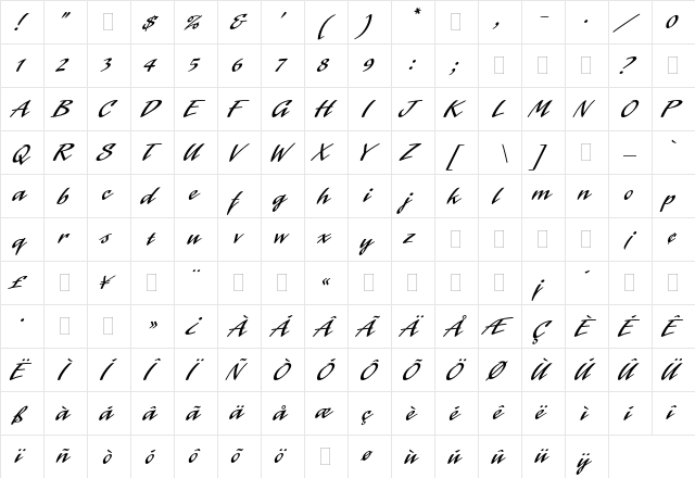 Laser Plain  glyph index