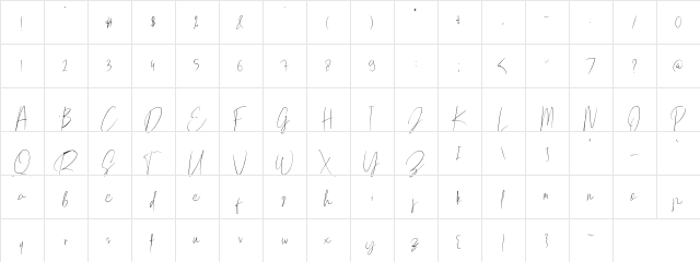 Mellati Script DEMO Regular  glyph index
