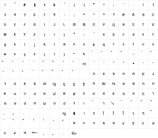 TP Tankhun Bold  glyph index