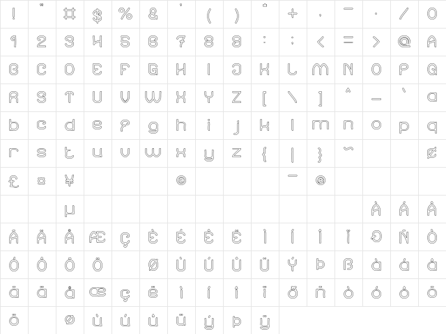 Soup Recipe-Hollow Regular  glyph index