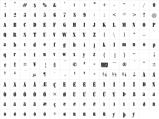 ObeliskGrand Regular  glyph index
