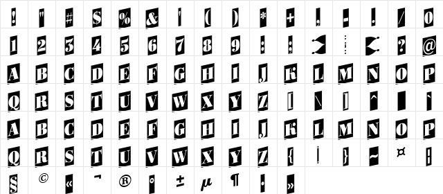 a_BodoniOrtoNrTtlCmUp Regular  glyph index
