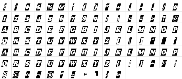 a_CooperBlackCmObl Regular  glyph index