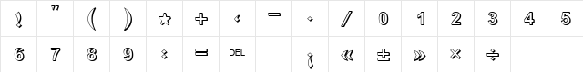Boutros Ads Shadow Bold  glyph index