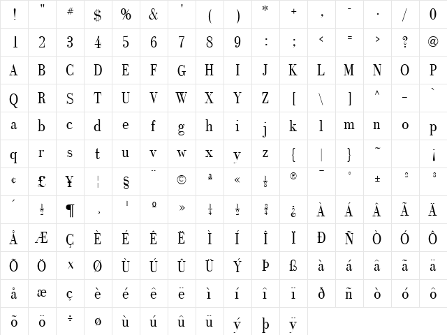 Recital SSi Regular  glyph index