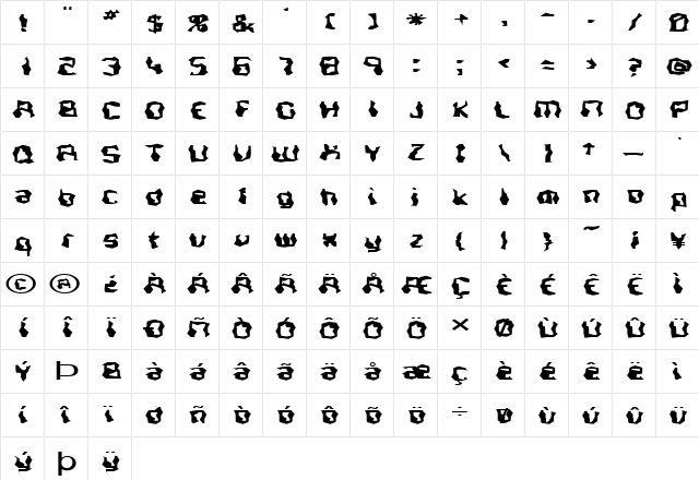 FZ WACKY 37 EX Normal  glyph index