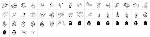 HAPPY EASTER Regular  glyph index
