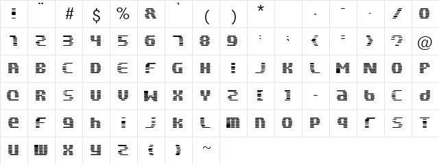 Laserdri&#56690 Regular  glyph index