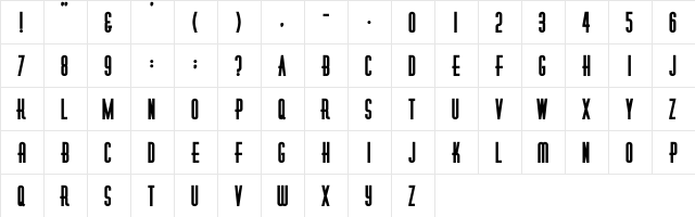 Diner-Obese Regular  glyph index