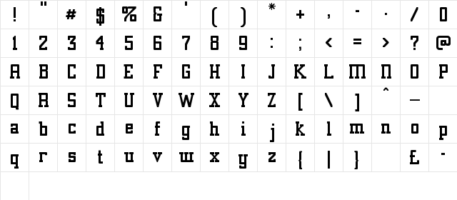 Establo Regular  glyph index