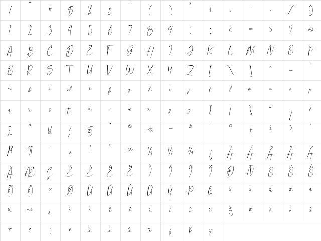 Appear Regular  glyph index
