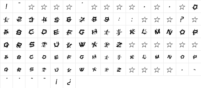 SF Star Dust Italic  glyph index