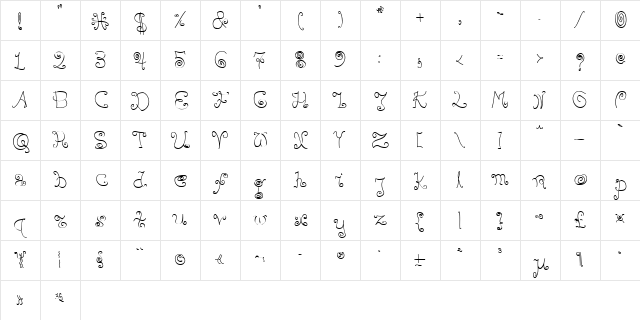 BPilialena Regular  glyph index