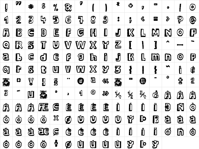 Major Snopes Regular  glyph index