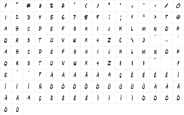 FlimFlam Regular  glyph index