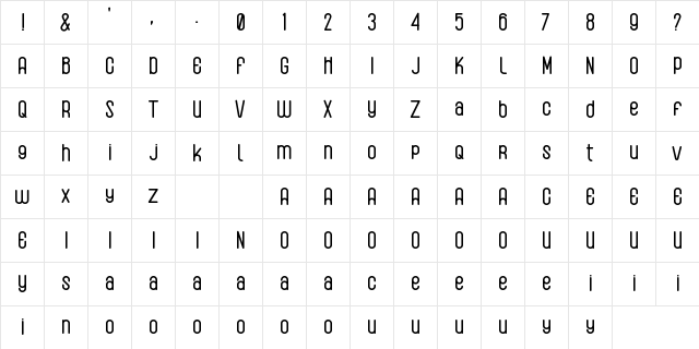 Albeon Round Regular  glyph index