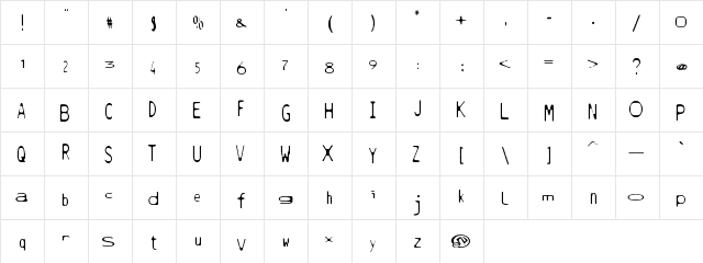 South point Regular  glyph index