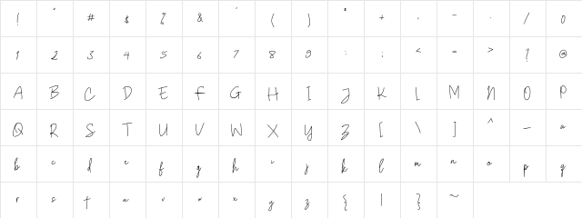 Gunung Pring Regular  glyph index