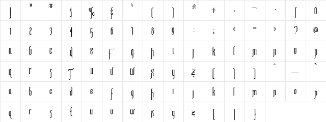 History Regular  glyph index