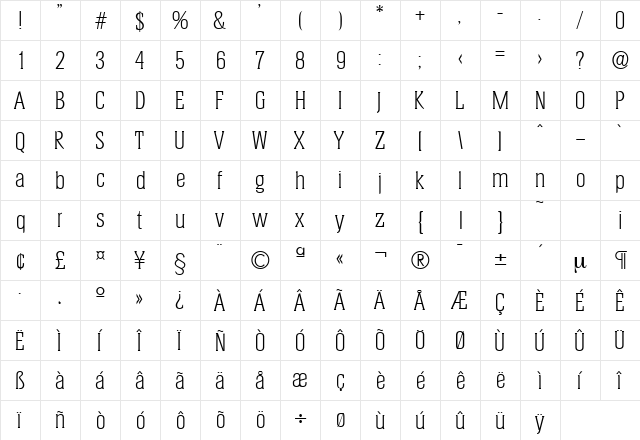 Helium-Serial-Light Regular  glyph index