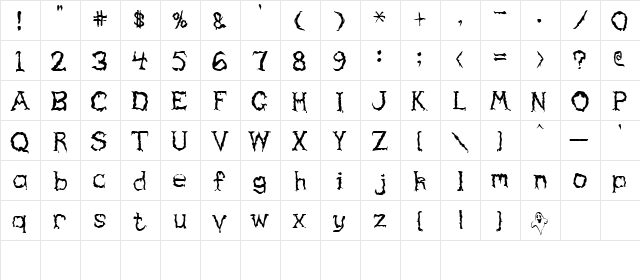 Haunted Regular  glyph index