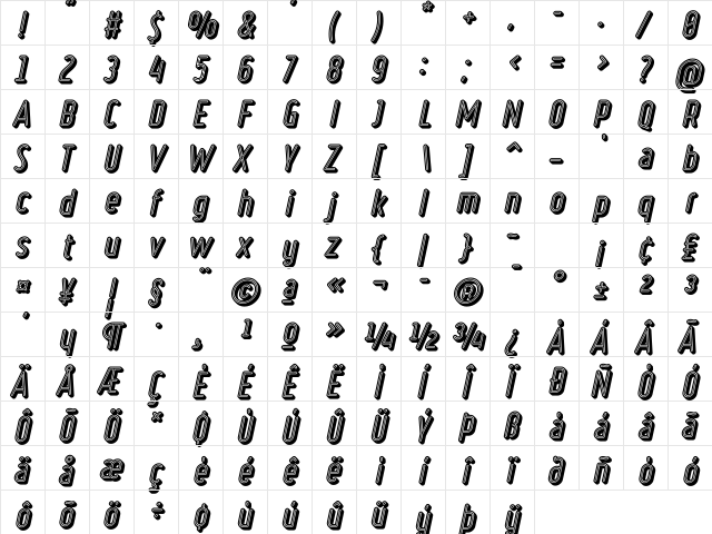 Ruler Volume Neon Regular  glyph index
