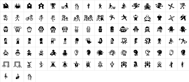 MiniPics LilFolks  glyph index