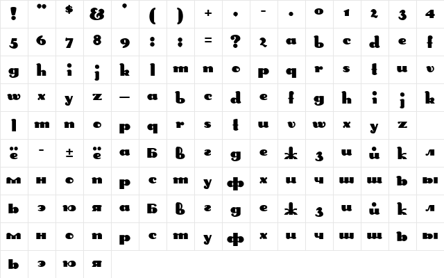 DS Rabbit Medium  glyph index