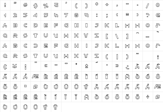 SF Solar Sailer Outline Regular  glyph index