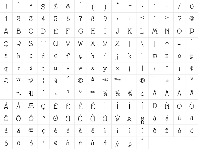 Nathan Semi Expandet Semi-expanded Regular  glyph index
