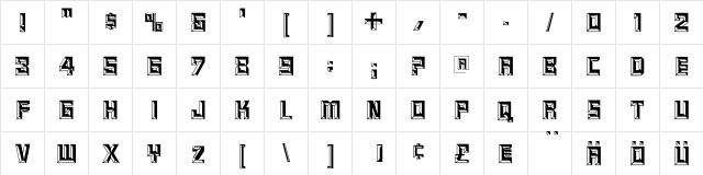 ReliefCaps Medium  glyph index